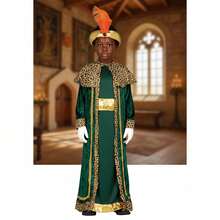 KIWI Melchior der Weise für Kinder, komplettes Weihnachtskostüm, elegant und detailreich mit grüner Tunika, bedrucktem Umhang und Turban, ideal für Umzüge und Weihnachtsfeiern – KOSTENLOSER Versand ✅ Lieferung innerhalb von 24/48 Stunden nach Spanien (Festland) - Verschiedenfarbig - Übersicht 1