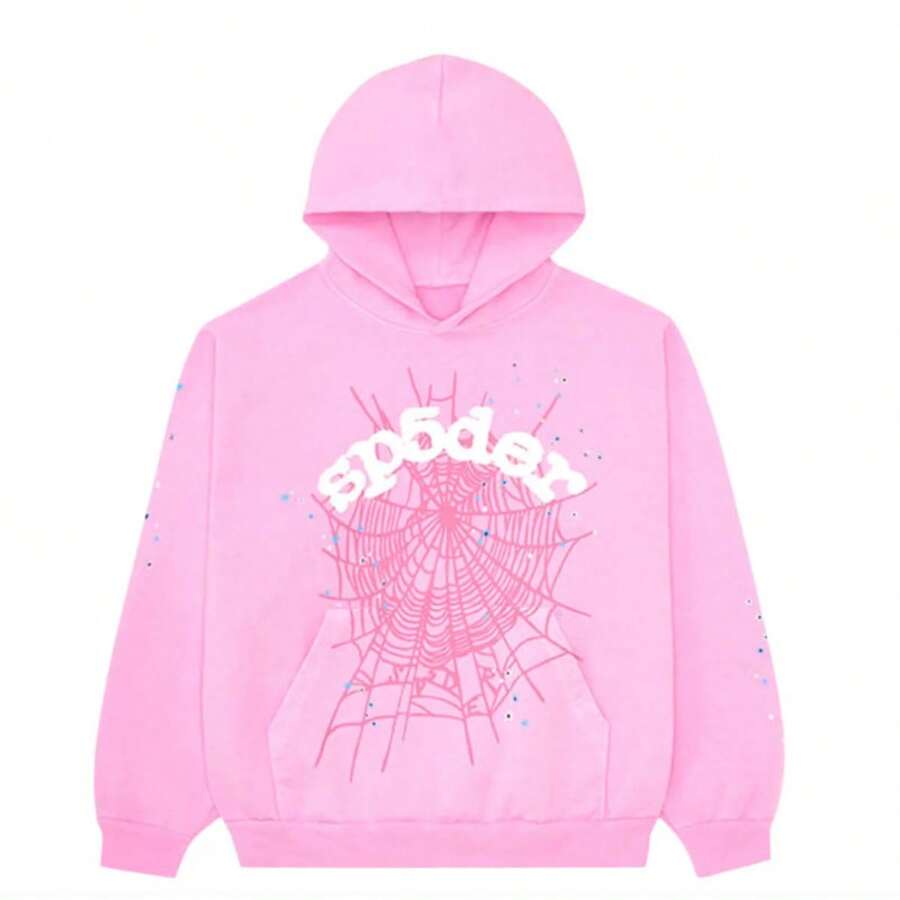 SP5DER 555 Streetwear  Hoodie,  Trap Rap - 淺粉色 - 查看 1