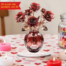 1/4/20 Adornos de rosa de cristal, placas acrílicas divertidas y multifuncionales para el hogar, dormitorio y decoración de escritorio, regalos románticos del Día de San Valentín - Multicolor - Ver 14