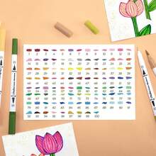 Ohuhu Markers For Adult Coloring Books No Bleeding 100 Colors Coloring Markers Water-Based Dual Tips Fineliner & Brush Drawing Pens Art Pens For Adults Sketch Journal - Maui - White - 100色 - 查看 3