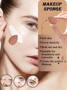 16pcs Makeup Sponge & Puff Set: 2 Large Makeup Sponges + 2 Makeup Powder Puffs + 4 Triangle Makeup Puffs + 4 Finger Makeup Puffs + 4 Small Makeup Sponges, Portable Travel Makeup Kit - Multicolor - View 7