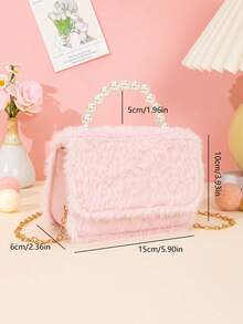 1 pièce Sac à main en matériau pailleté de couleur unie, confortable et moelleux avec une chaîne de perles. Sac bandoulière avec chaîne métallique, convient pour les sorties, les cadeaux d'anniversaire et les cadeaux de vacances