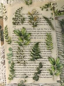 40pcs/Pack Green Plant & Leaf Stickers For Scrapbooking, DIY Crafts