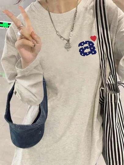 Domestic Shipping New For Women's Spring And Summer Unique Design Letter Print Round Neck Casual Versatile Teenager Cotton Short Sleeve T-Shirt Comfortable