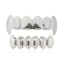 1-2 piezas Joyas de dientes plateados con diseño único de dientes de colmillo de moda HIPHOP - Oro y plata - Ver 5