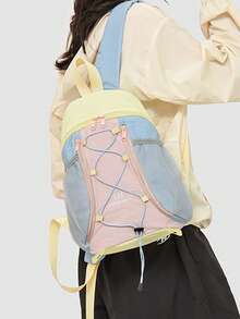 四件套都市探险家背包套装 | 灰色、粉色、黄色和黑色，适合各种通勤场景，时尚实用。弹性绳索系统*多隔层设计，一套即可满足校园出行和户外活动的需求。顺滑的双拉链，顶部编织带减轻肩带压力，适合日常校园使用。独立的竖向拉链口袋，方便存放文件。