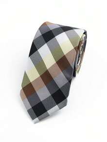 1 pieza Corbata delgada formal de negocios para hombres a cuadros y rayas de 6 cm, adecuada para el trabajo, uso diario, bodas y fiestas