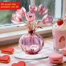 1/4/20 Adornos de rosa de cristal, placas acrílicas divertidas y multifuncionales para el hogar, dormitorio y decoración de escritorio, regalos románticos del Día de San Valentín - Multicolor - Ver 17