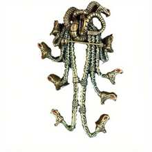 Vintage Hydra Brooch With Red Rhinestone Eyes, Retro Metal Gothic Design, Unique Mythical Creature Pin For Dark Style Outfits, Parties, Vintage Looks, Ideal Gift For Gothic & Jewelry Enthusiasts - 綠色 - 查看 5