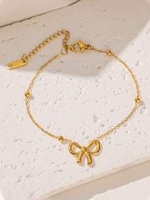 4pcs/Set Bow Bead Necklace Set, Fashion Minimalist Style, Choker Design, Suitable For Women's Daily Wear, Dates Or Parties - Gold - View 7