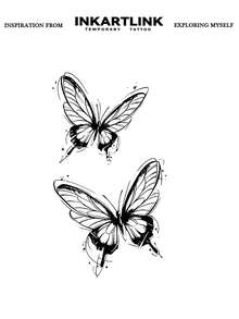 INKARTLINK Aquarell Schmetterling Temporäre Tattoos | 15 Tage haltbar | Vielseitiger Fake Tattoo | Wasserfest Schweißfest Modischer Aufkleber | Feenartiger Körperkunst | Ideales Valentinstags Geschenk für Frauen - Schwarz - Übersicht 3
