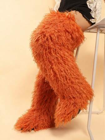 Botas altas de mujer de 72 cm de largo para el invierno 2025, botas de nieve de piel de oveja y piel sobre la rodilla