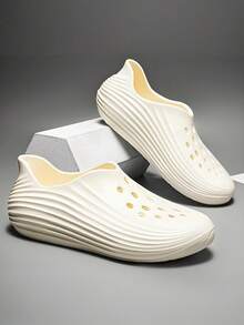 纯色休闲聚乙烯镂空男士步行鞋；适合户外、沙滩等各种场合，四季皆宜。 - 白色 - 查看 2