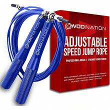 WOD Nation Aluminum Handle High Speed Adjustable Jump Rope For Women And Men - Perfect Skipping Rope For Boxing, Fitness, Workout - 藍色 - 查看 2