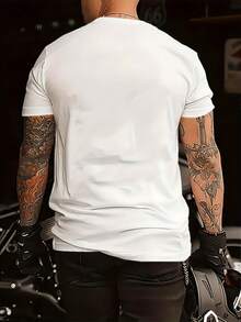 Camiseta Casual de Hombre con Estampado Elegante - Blanco - Ver 3