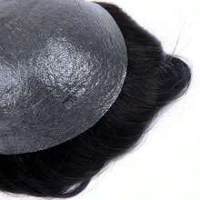 Hair Toupee Full PU Thin Skin Base 13*18 Cm Men Hair Toupee Npu Hair Patch For Men Thin PU Toupee Topper Mens Human Hair Hairpiece Replacement System Men Hair Tropper, Natural Black Short Men Topper Wig Real Human Hair - Natural Black - 查看 3
