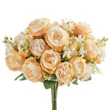 1 Stück/80 Stiele romantischer Seiden-Pfingstrosen-Hortensien-Strauß, Künstliche Blumenanordnung, Plastikblumen-Handstrauß, geeignet für Hochzeit/Zuhause/Schlafzimmer/Wohnzimmer/Esszimmertisch Dekoration/Brautstrauß/Muttertag - Champagnerfarben - Übersicht 1