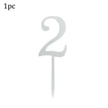 1个/10个金色银色简约0-9数字蛋糕装饰插牌，适用于婚礼、儿童生日派对、婴儿派对蛋糕装饰 - 彩色 - 查看 20