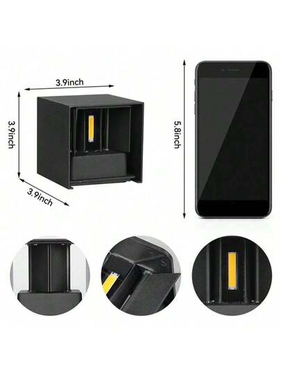 LED Wand Light, Square Up Down Lighting Outdoor Lamp, Waterproof Porch Verlichting Home Patio/Yard/Garden/Stairway/Street/Living Room/Bedroom/Kitchen/Bathroom/Hallway/Corridor, Choose Material As Needed view 3
