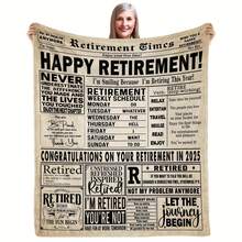 [Retirement Blanket] 1pc Happy Retirement Blanket For Men & Women - Fun & Inspirational Fleece Throw With Humorous Retirement Phrases, Perfect Farewell Gift For Coworkers, Best Retirement Present For All Seasons, Cozy Flannel Blanket - Multiple Sizes Available, Ultra Soft For Sofa/Bed, Winter Necessity - 彩色 - 查看 1