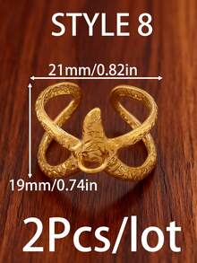 2 piezas/lote Anillos con forma de estrella de mar y corazón chapados en oro de 18K PVD, accesorios de acero inoxidable ajustables, base de anillo abierto geométrico de cadena ancha para hacer joyas DIY - Anillo DIY - Ver 10