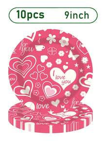 10 món đồ dùng tiệc ngày lễ tình nhân đĩa giấy dùng một lần khăn ăn tình yêu ấm áp đồ dùng bàn ăn ngày lễ tình nhân thích hợp cho lễ đính hôn, đám cưới cô dâu, kỷ niệm, tiệc sinh nhật, đĩa dùng một lần, dịch vụ cốc dùng một lần 10 - Nhiều màu - Xem 12