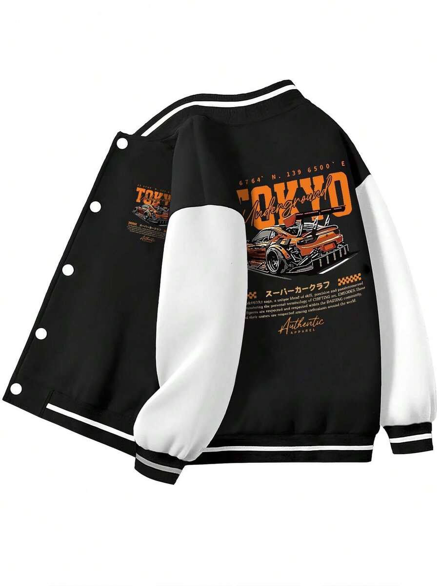 Children's Baseball Jacket, Loose Outerwear, Casual Everyday Wear For Boys And Girls - màu đen - Xem 1