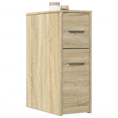 vidaXL Schmaler Badschrank Mit Rollen, Sonoma-Eiche Holzwerkstoff