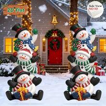 2D Flat Christmas Snowman Stacking Decor 2pcs Set, Holiday Lawn Decoration, Festive Yard Art, Flat Snowman Design, Seasonal Yard Decor, Easy Assembly, Lightweight Holiday , Christmas Enthusiasts, Seasonal Gift Shoppers - 10 Pieces (2 Pieces + 8 Poles) - View 7