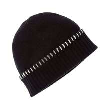 Bruno Magli Whipstitch Cuffed Cashmere Hat - 黑色 - 查看 1