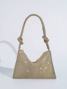 Mini Sparkling Rhinestone Handbag, Elegant Clutch Purse For Women, Suitable For Parties, Galas And Events - Gold - View 3