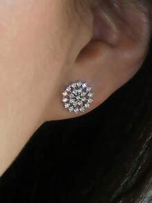 1 Pc Luxury Cubic Zirconia Stud Earrings For Women For Wedding Engagement Anniversary Party Jewelry Valentine's Day Gift - 1# - View 5