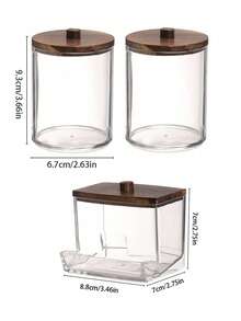 （多色）3 件装浴室梳妆台化妆品收纳盒，10/7 盎司储物盒，棉签分配器，可存放棉球、棉签、圆形化妆棉、化妆刷和带盖药瓶。非常适合整理和存放化妆品，尤其适合女生。