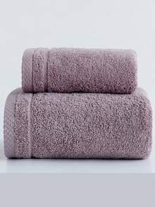 1条/2条装现代简约纯棉浴巾，超柔软吸水，特大尺寸，速干，不掉毛，桑拿浴巾，高品质，轻便，客用毛巾，浴室配件，浴巾套装，送给伴侣的最佳礼物，毛巾尺寸：34*75厘米，浴巾尺寸：70*140厘米 - 豆沙紫 - 查看 10