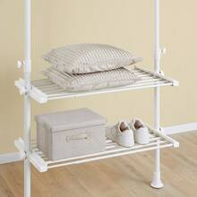 SoBuy FRG34-HG, Telescopic Wardrobe Organiser, Hanging Rail, Clothes Rack, Adjustable Storage Shelving, Grey - 白色 - 查看 11
