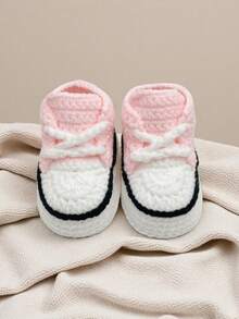 1 Pair Handmade Crochet Infant Booties, Indoor Crawling Socks - 淺粉色 - 查看 5
