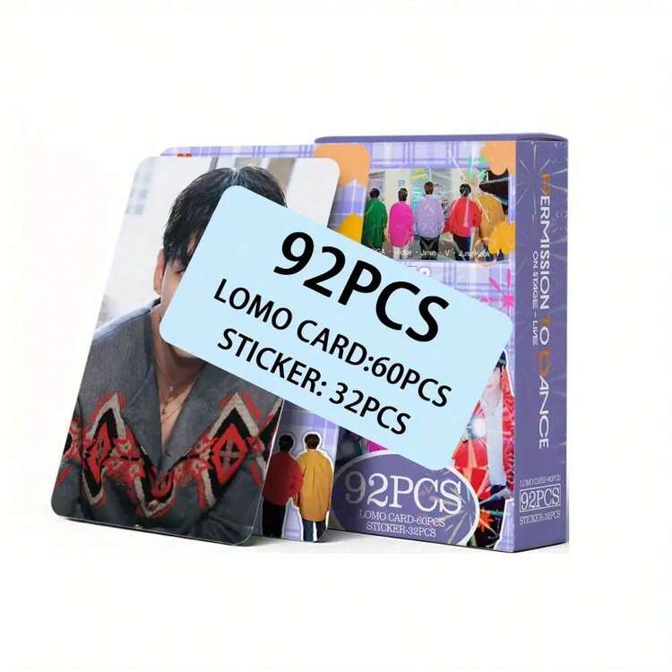 KPOP双面照片卡 B-T组合专辑卡 - （包含60张照片卡，32张贴纸）。可用于装饰收藏卡、邮票，是送给粉丝的最佳礼物。 - 彩色 - 查看 4