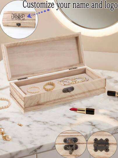 1 szt. Pudełko na prezent świąteczny/rocznicowy z personalizowanym imieniem/logo, na biżuterię, zegarek, naszyjnik, pierścionek, okulary, szminkę, pudełko do przechowywania olejków eterycznych, prostokątne pudełko na prezent z drewna z klapką w stylu vintage z miedzi i drewna, spersonalizowane opakowanie na ślub i wesele dla par