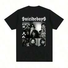 Suicideboy Era Tour Graphics Print T-Shirts For Men Harajuku Hip Hop Rock Style T Shirts Unisex Fashion Oversized Street T Shirt Tee Comfortable Comfortable   Streetwear - Black - View 7