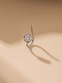 Nooxian 1个镶嵌微雕锆石鼻环，简约假鼻环，女士镶嵌微雕锆石花朵鼻环 - 銀色 - 查看 7