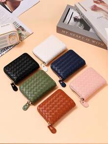 1pc Creative New Fashion PU Leather Woven Accordion Card Holder, Minimalist Compact Portable Card Case With Multiple Card Slots Anti-Theft, Coin Purse, Can Hold Bank Cards, ID Cards, Membership Cards, Driver's License, Business Cards, Tickets, Coins, Keys And Other Items, Suitable As Valentine's Day Gift, Christmas Gift, Classmate Gift, Teacher Gift, Souvenir - Multicolor - View 5