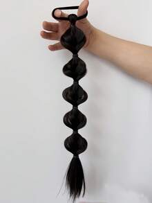 Y2k Synthetic Braid Fluffy Wig Ponytail Flower Bud Simulated Hair Accessories 2pcs