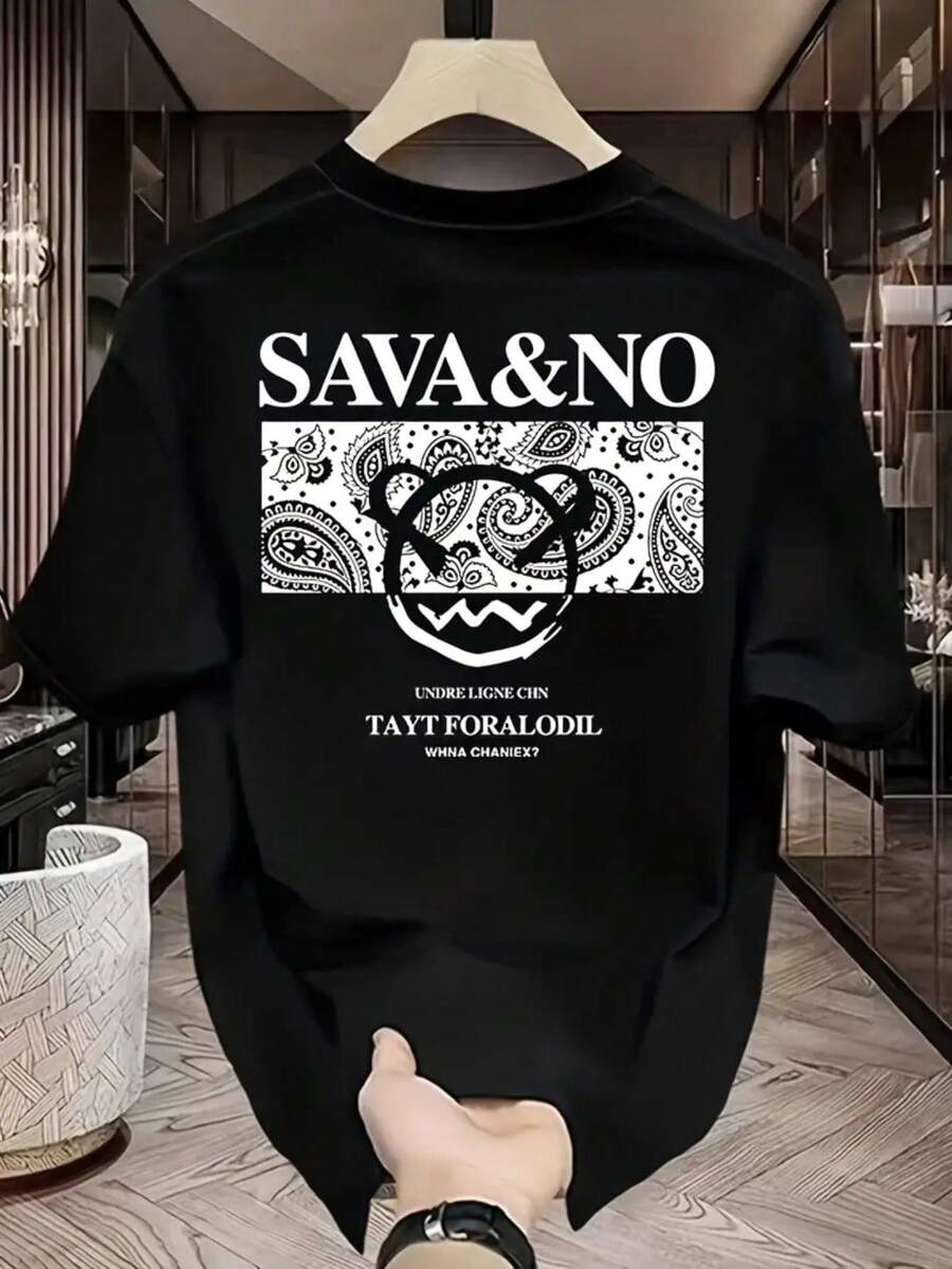 Sava&No T-Shirt, Little Face Shirt, Unisex Men's And Women's Blouse, 100% Cotton, Premium Top Streetwear, New Arrival, Immediate Shipping, Various Colors!! Plus Size - 黑色 - 查看 1
