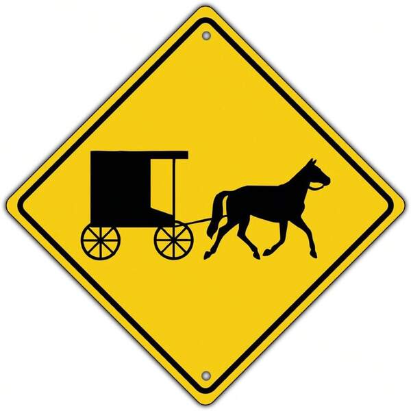 Horse-Drawn Buggy Vehicle With Symbol Traffic Metal Aluminum Sign 12x12.