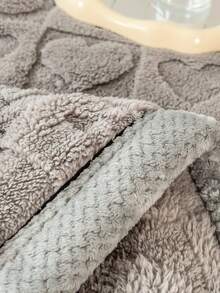 1件加厚边波西米亚风灰色心形字母格子图案毯，提花仿羊羔毛柔软保暖多用途毯，适用于客厅、卧室、宿舍、家具装饰、沙发、午睡，情人节礼物 - 灰色 - 查看 8