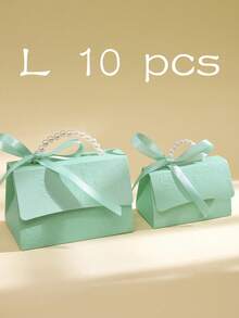10个装时尚压纹礼品盒，黑白款式，配缎带和仿珍珠手柄，多种尺寸可选，适用于各种场合。凸版印刷花卉糖果盒，迷你包装袋，纸盒，礼品套装盒，小礼品袋，婚礼回礼，派对装饰。