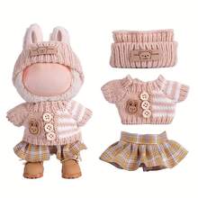 6.69 Inch Doll Clothes, Compatible With Doll, Includes 3 Outfits - Fashionable Bucket Hat, Sweater And Pants Or Skirt Set, Suitable For 6.69 Inch Doll, Cute Doll Figure Accessories For Play And Display (Shoes And Doll Not Included) - 卡其色 - 查看 10