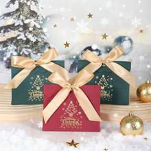 5/20 Pcs Christmas Tree Pattern Gift Theme Dessert Packaging Box, Biscuit Snack Gift Packaging, Christmas Candy Gift Packaging Gift Box - Wave Cover - View 1