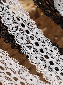 Women's Fashion Lace Shoelaces, Flat Hollow Laces With Wide Ribbon Design For DIY Customization On Various Shoes - trắng - Xem 4