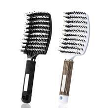 ZMD 2PC Curved Vented Detangling Hair Brush, Boar Bristles Curly Hair Brush, Wet Dry Detangler Hair Brushes For Women/Men/' Long, Thick, Thin, Curly & Tangled Hair (Pink & Black) - 黑與白 - 查看 8